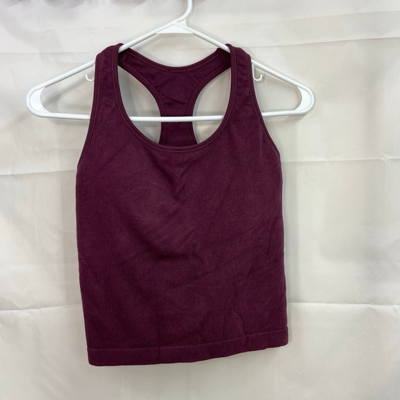 All In Motion women's wine ribbed soft stretch racerback padded active tank top - Picture 1 of 6